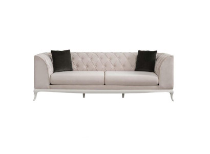 Wohnzimmer Stoffsofa Dreisitzer Chesterfield Couch Sofa 3 Sitzer Beige Stoff